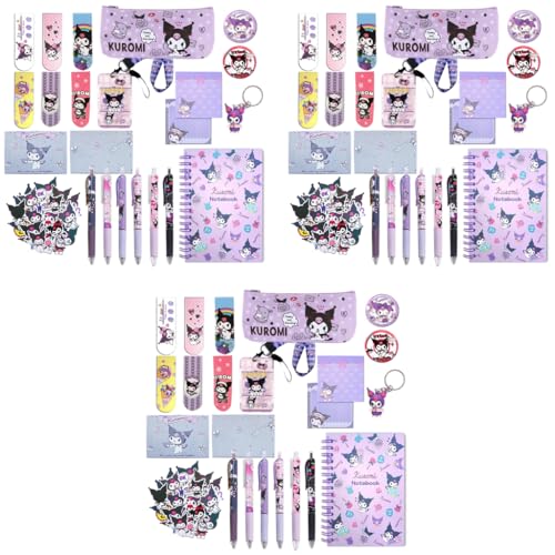 HASTHIP® 219PCS Kawaii Kuromi School Supplies Set Stationeries with Notebook Pencil Pouch Click Pens Card Holder Book Markers 50Pcs Stickers Note Girls Gift HASTHIP® 219PCS Kawaii Kuromi School Supplies Set Stationeries with Notebook Pencil Pouch Click Pens Card Holder Book Markers 50Pcs Stickers Note Girls Gift